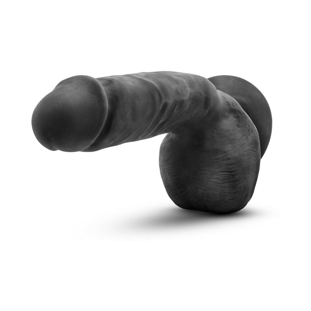 Blush Au Naturel Bold Pound 8.5 in. Posable Dual Density Dildo with Balls & Suction Cup Black