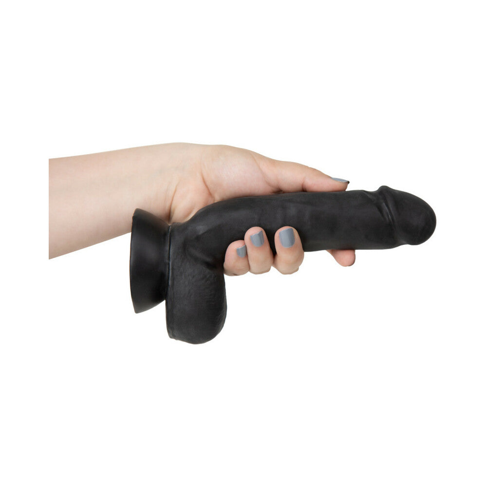 Blush Au Naturel Bold Pound 8.5 in. Posable Dual Density Dildo with Balls & Suction Cup Black