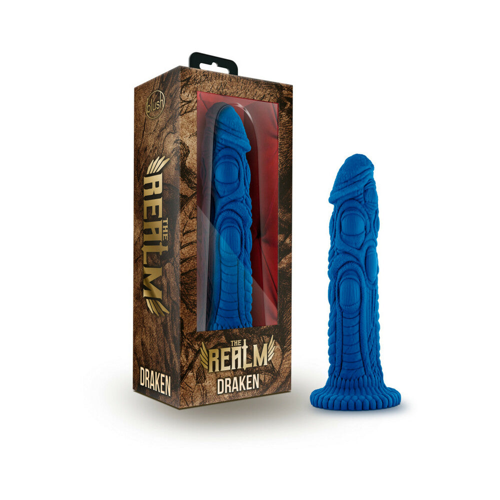 Blush The Realm Draken 7.5 in. Silicone Lock On Fantasy Dildo Blue