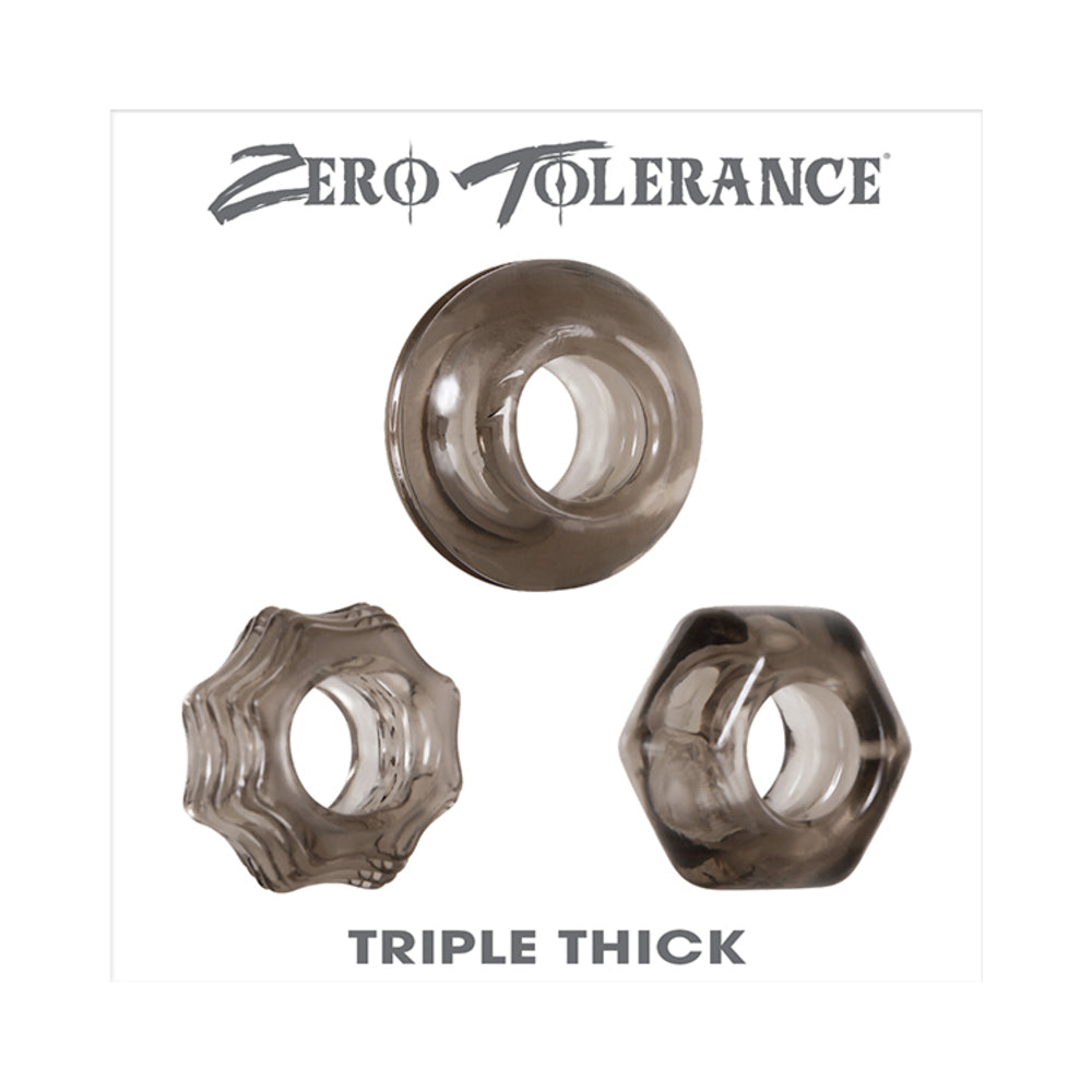 ZT Triple Thick 3Pc Cockring Set Smoke