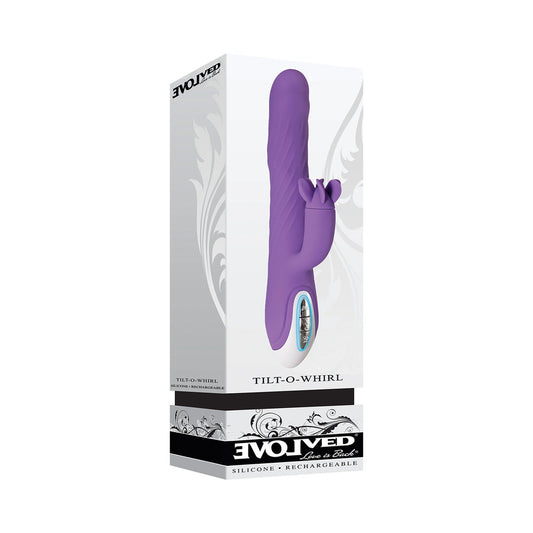 Evolved Tilt-O-Whirl Dual Stimulation Vibrator With Spinning Clit Stimulator Purple