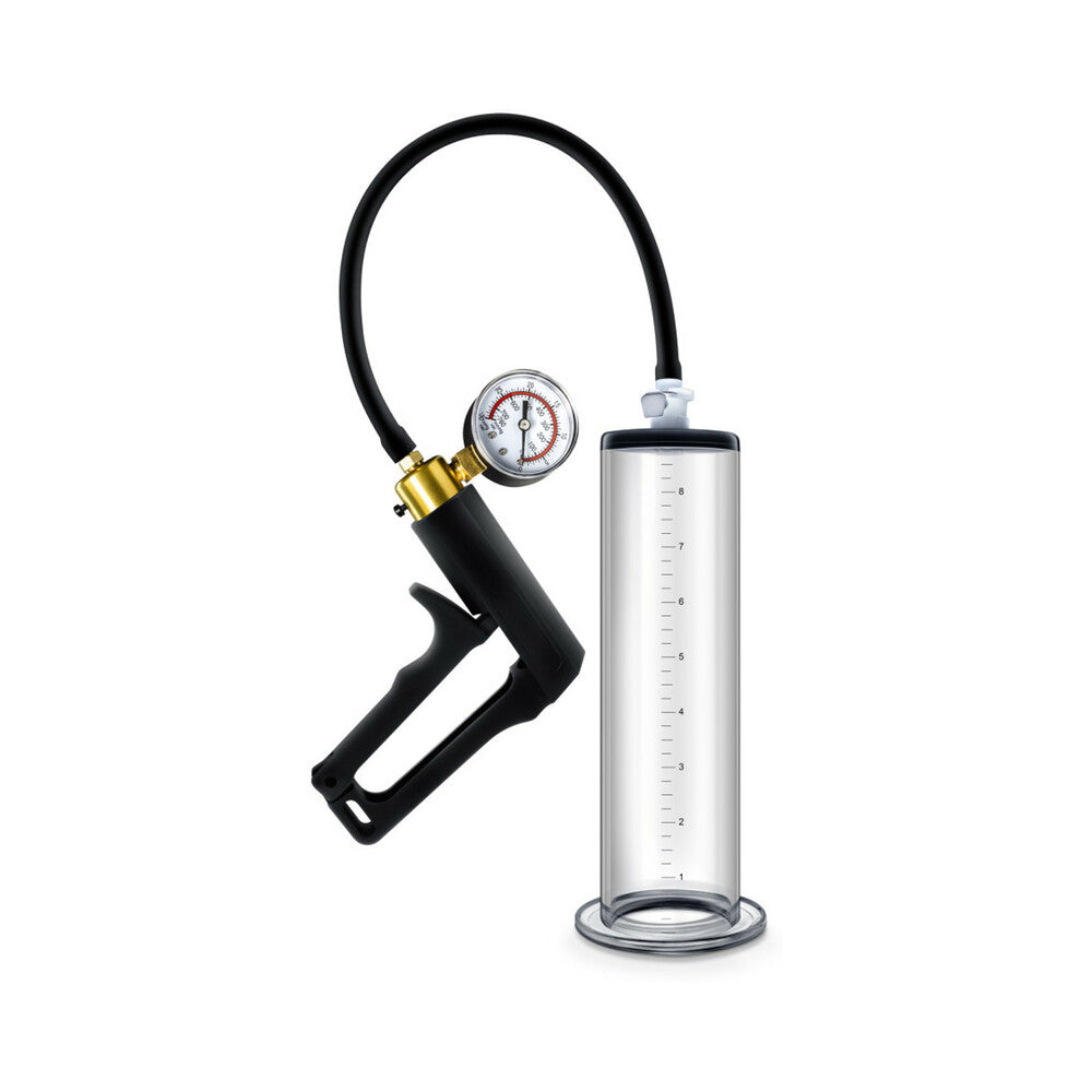 Performance VX7 Vacuum Penis Pump with Brass Trigger & Pressure Gauge Clear
