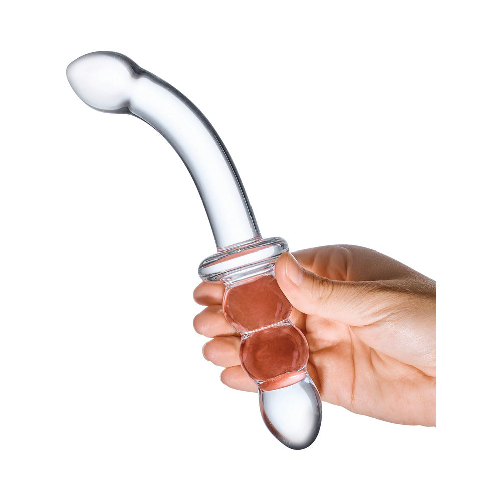 Glas 8in Ribbed G-Spot Glass Dildo