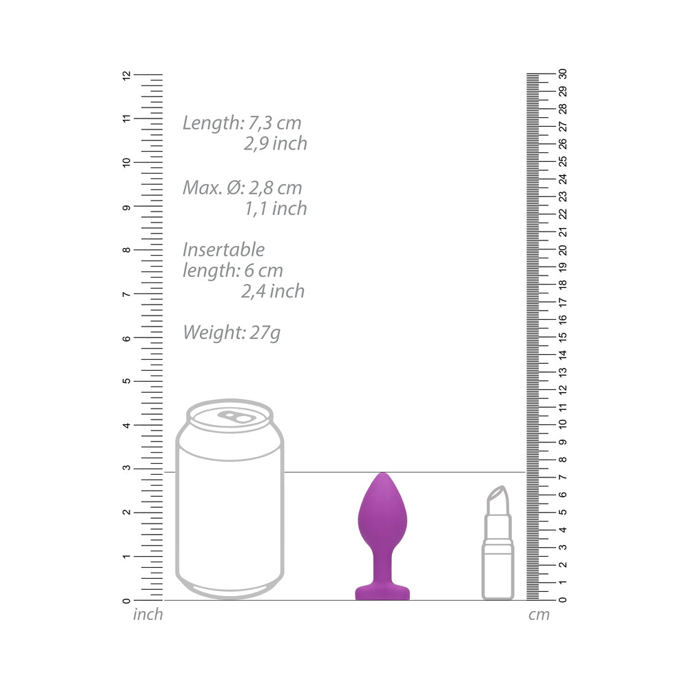 Ouch! Flexible Silicone Diamond Heart Butt Plug Purple Regular