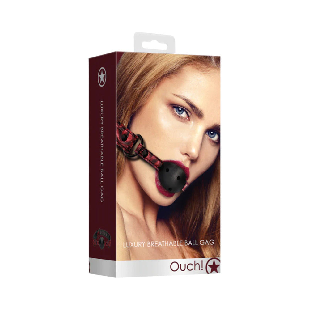 Ouch! Luxury Adjustable Breathable Ball Gag Burgundy