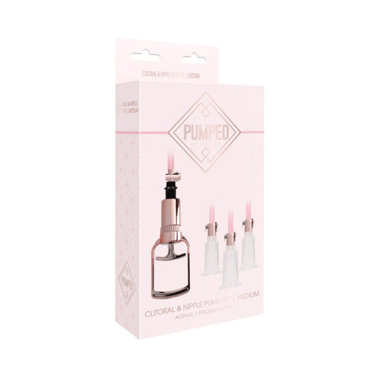 Pumped 4-Piece Clitoral & Nipple Pump Kit Rose Medium