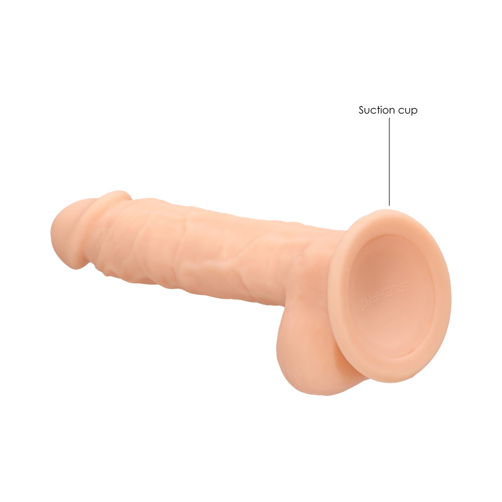 RealRock Ultra Realistic Dual Density Silicone 7 in. Bendable Dildo With Balls Beige