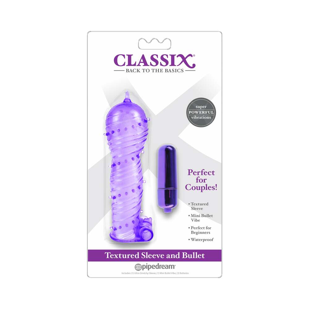 Juego de funda y bala texturizada Classix de Pipedream en color morado