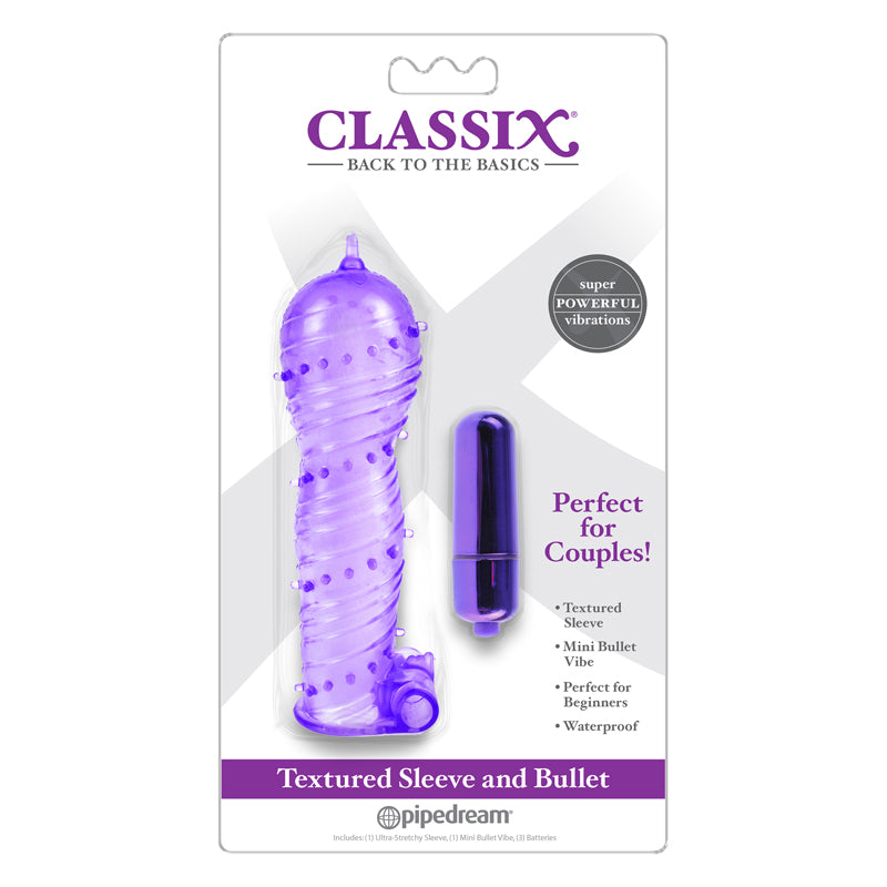 Pipedream Classix Textured Sleeve & Bullet Set Purple