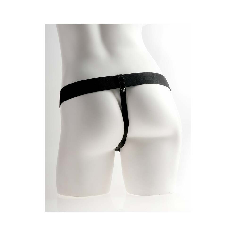 Fetish Fantasy Series Rechargeable Vibrating 6 in. Hollow Strap-On With Balls Tan/Black