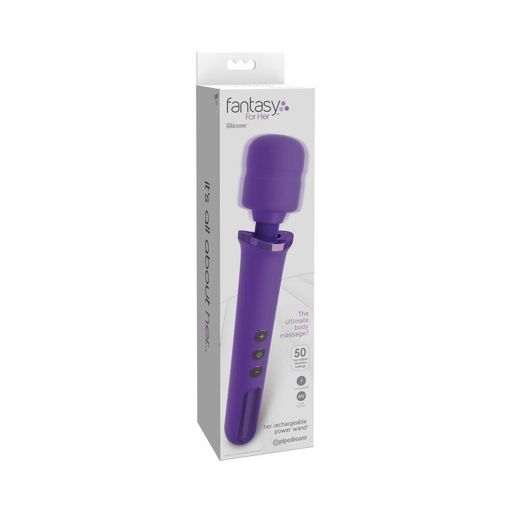 Pipedream Fantasy For Her Her Rechargeable Power Wand Silicone Vibrator Purple