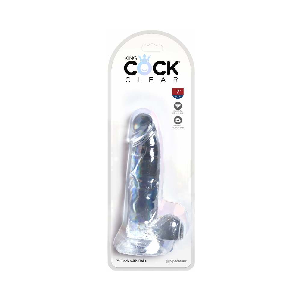 Pipedream King Cock Clear 7 in. Cock With Balls Realistic Suction Cup Dildo