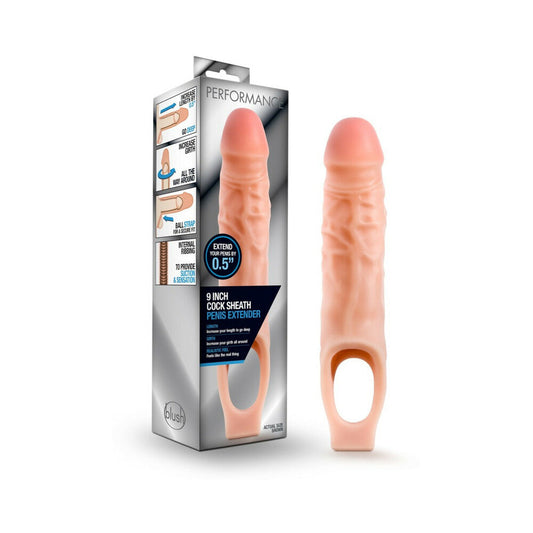 Blush Performance 9 in. Cock Sheath Penis Extender Sling Beige