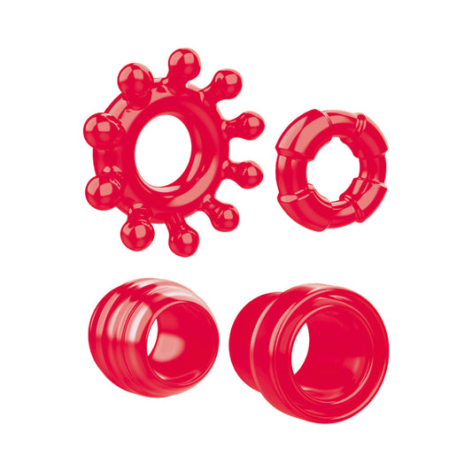 ZT Ring The Alarm 4Pc Cockring Set Red