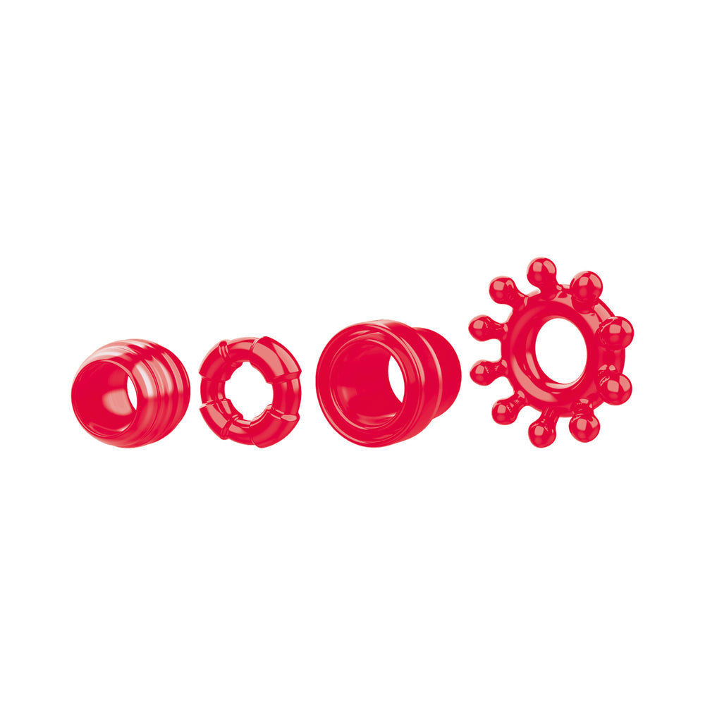 ZT Ring The Alarm 4Pc Cockring Set Red