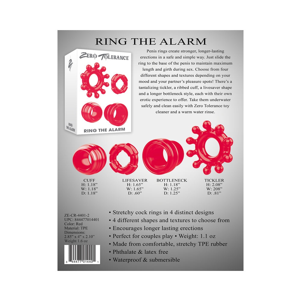 ZT Ring The Alarm 4Pc Cockring Set Red