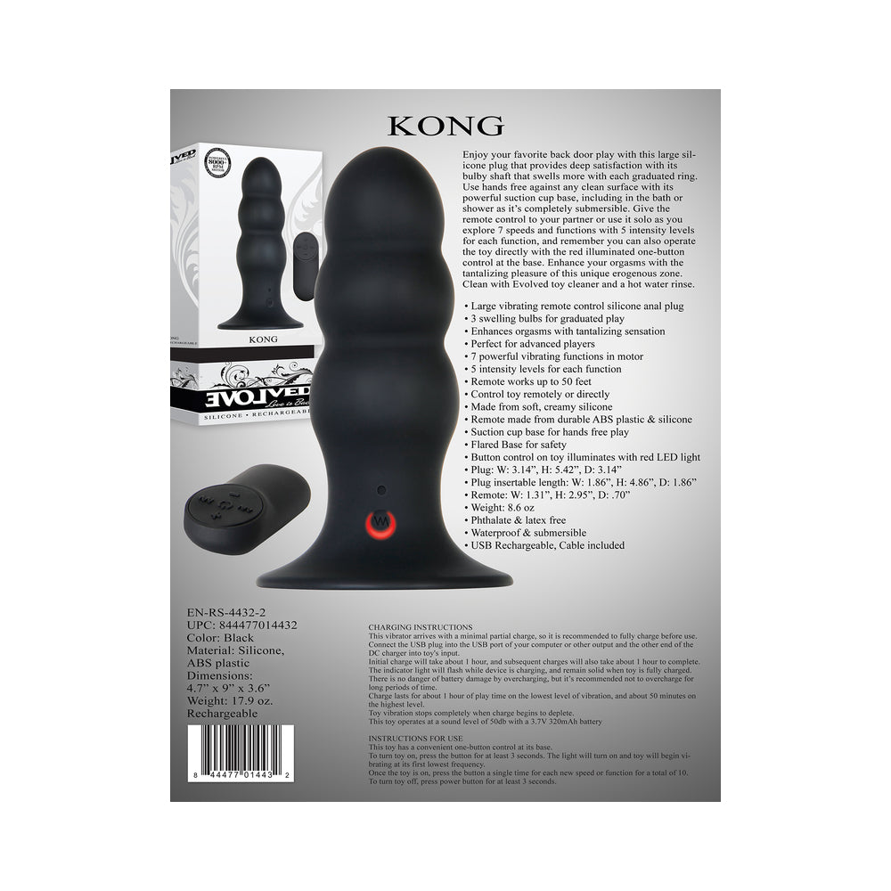 Evolved Kong Vibrating Anal Plug Black