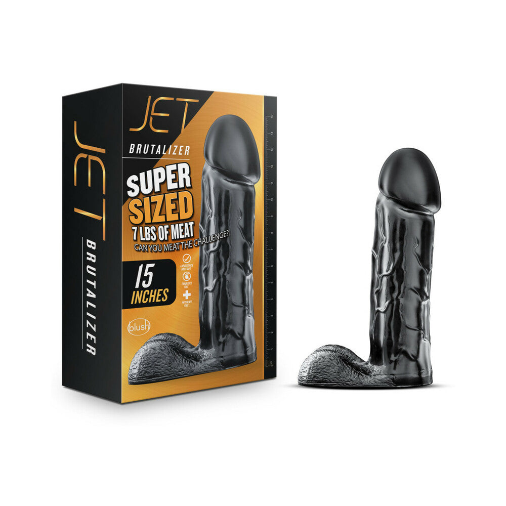 Blush Jet Brutalizer Realistic 15 in. Dildo with Balls Black