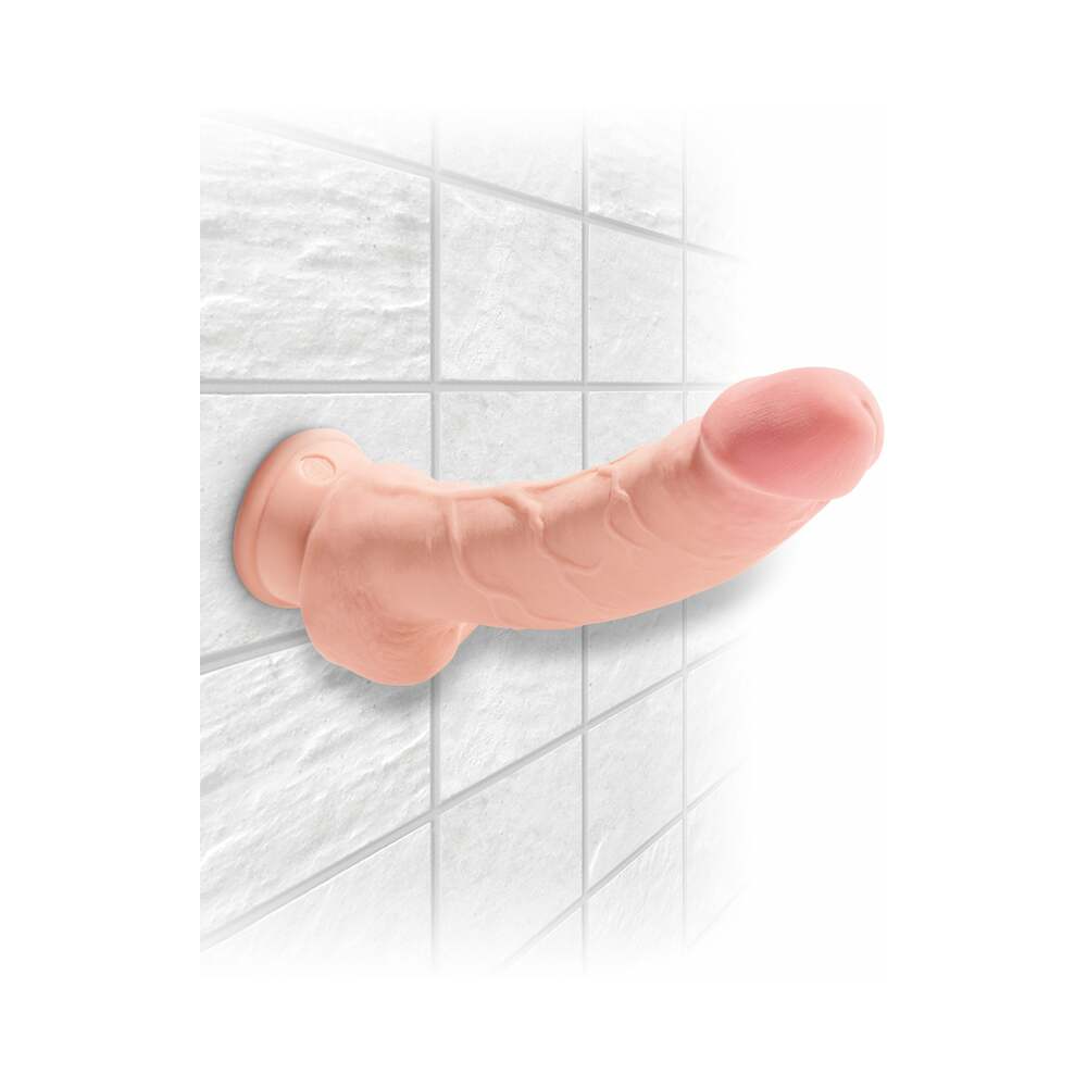 King Cock Plus 8in TriplDens Balls Beige