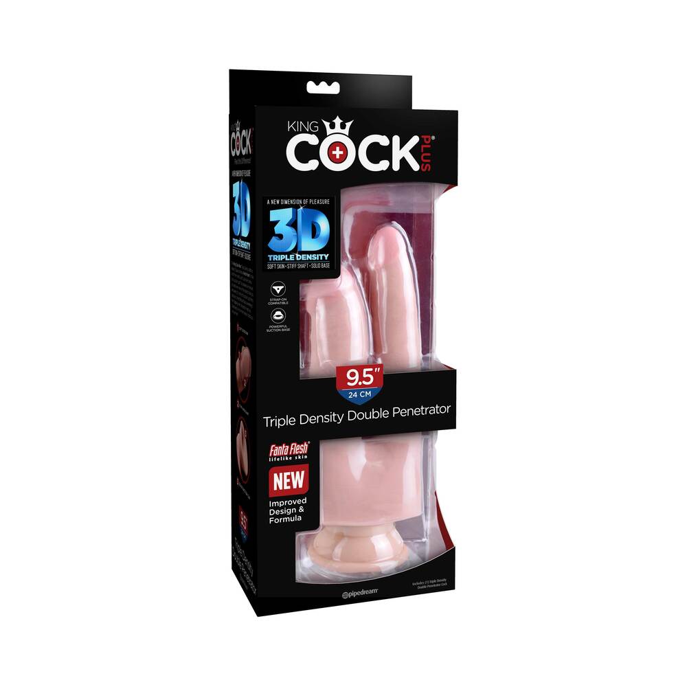 Pipedream King Cock Plus Triple Density Double Penetrator 9.5 in. Realistic Dildo Beige