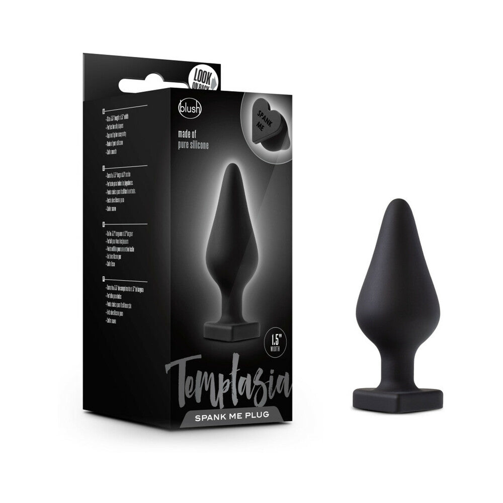 Blush Temptasia 'Spank Me' Silicone Anal Plug with Heart-Shaped Base Black