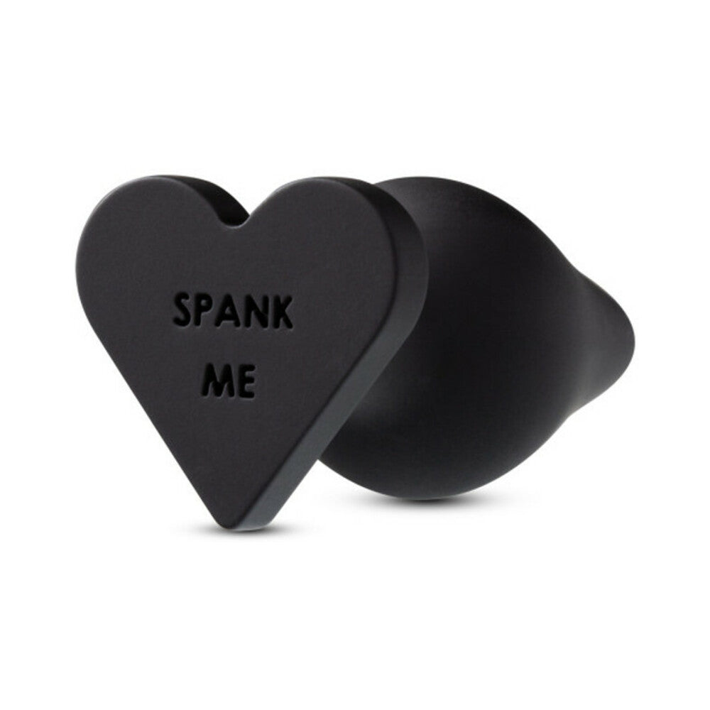Temptasia 'Spank Me' Silicone Anal Plug with Heart-Shaped Base Black