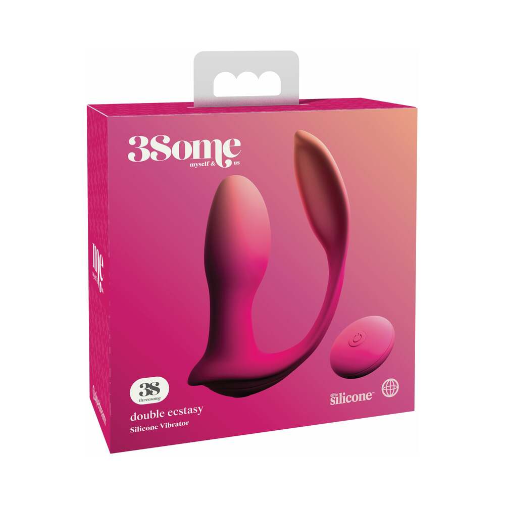 Pipedream 3Some Double Ecstasy Dual Stimulation Silicone Vibrator Red