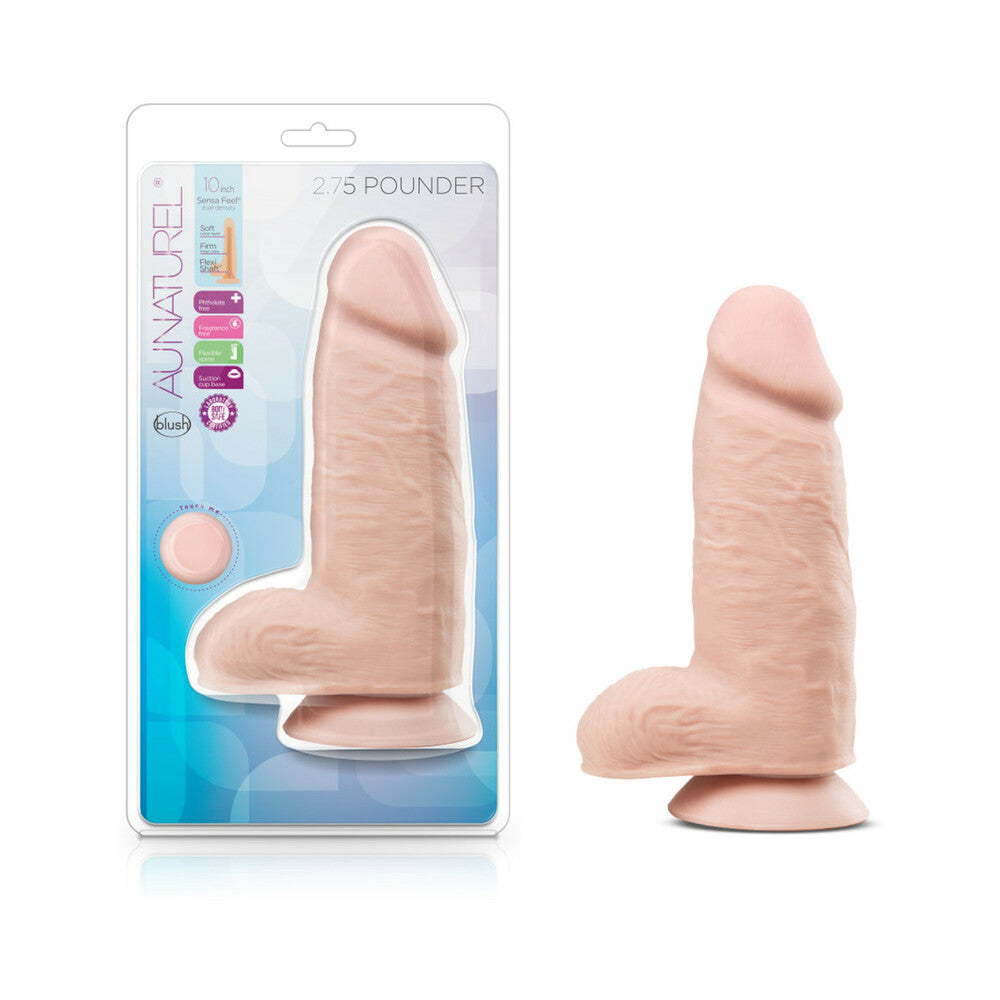 Blush Au Naturel 2.75 Pounder 10 in. Posable Dual Density Dildo with Balls & Suction Cup Beige