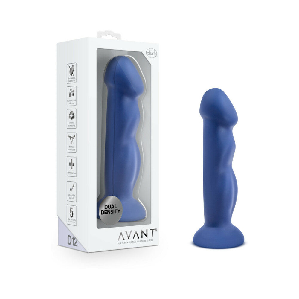 Blush Avant D12 Suko 8 in. Dual Density Silicone Dildo with Suction Cup Indigo