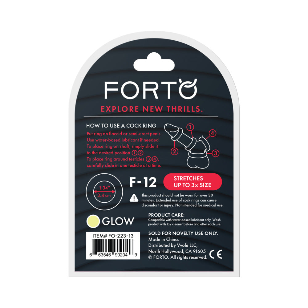 Forto F-12 Liquid Silicone Cockring 35mm Glow