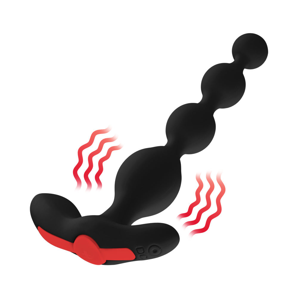 Forto Vibrating Anal Beads Rechargeable Silicone Plug Black
