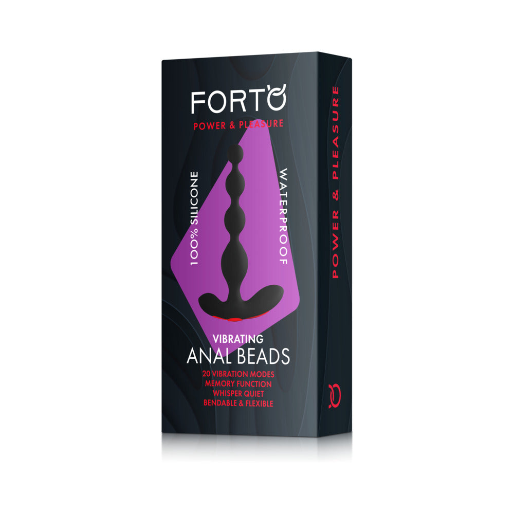 Forto Vibrating Anal Beads Rechargeable Silicone Plug Black