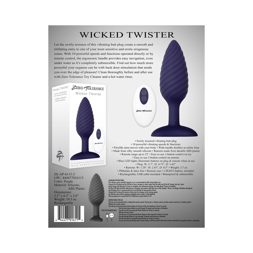 ZT Wicked Twister Vibrating AnalPlug Pur