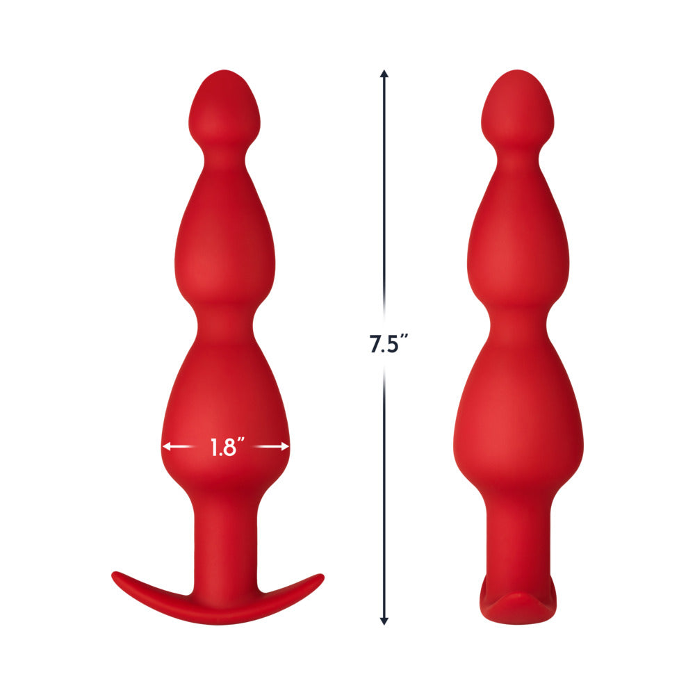 Forto F-52 Cone Beads Silicone Anal Plug Red