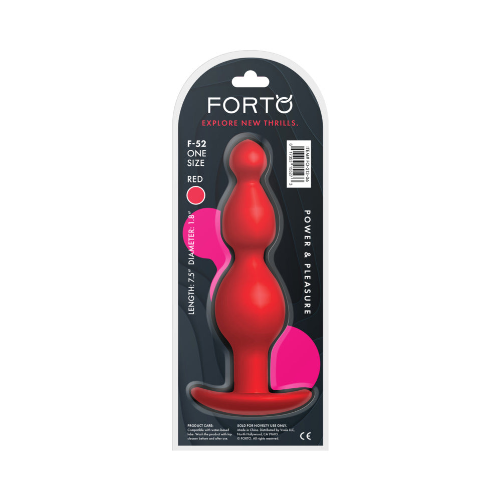 Forto F-52 Cone Beads Silicone Anal Plug Red