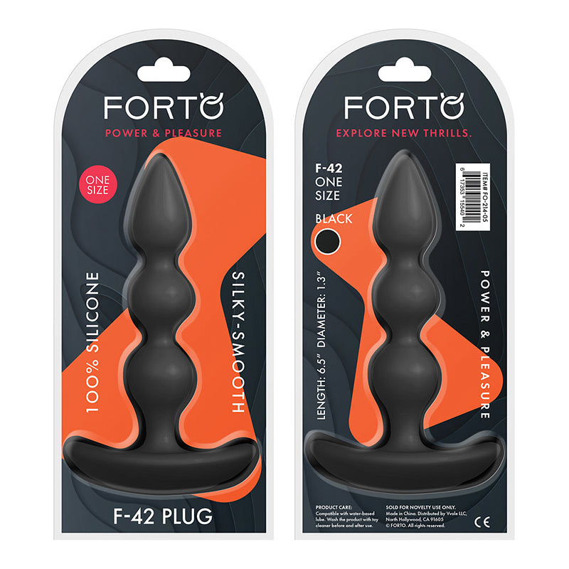 Forto F-42 Spiral Beads Silicone Anal Plug Black