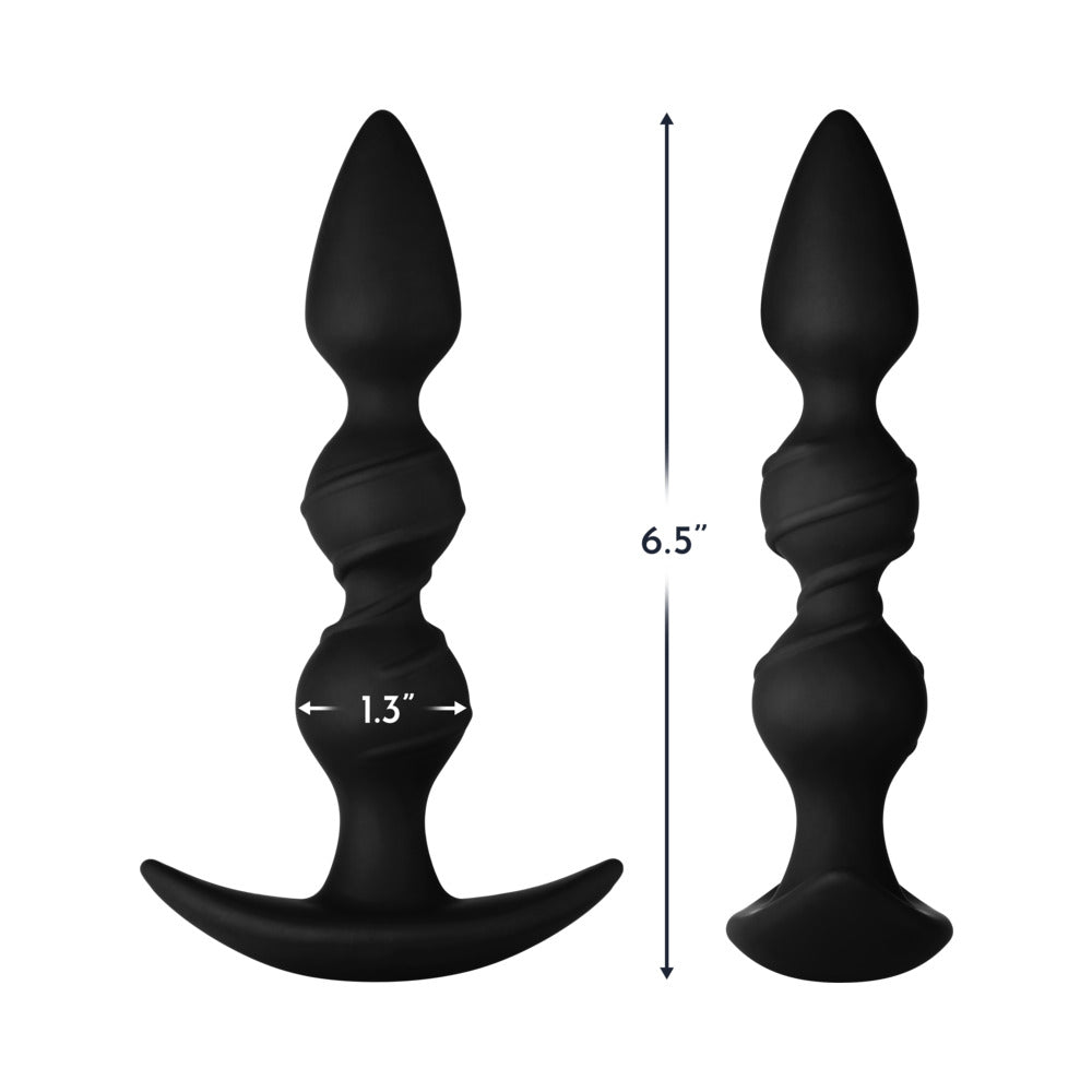 Forto F-42 Spiral Beads Silicone Anal Plug Black