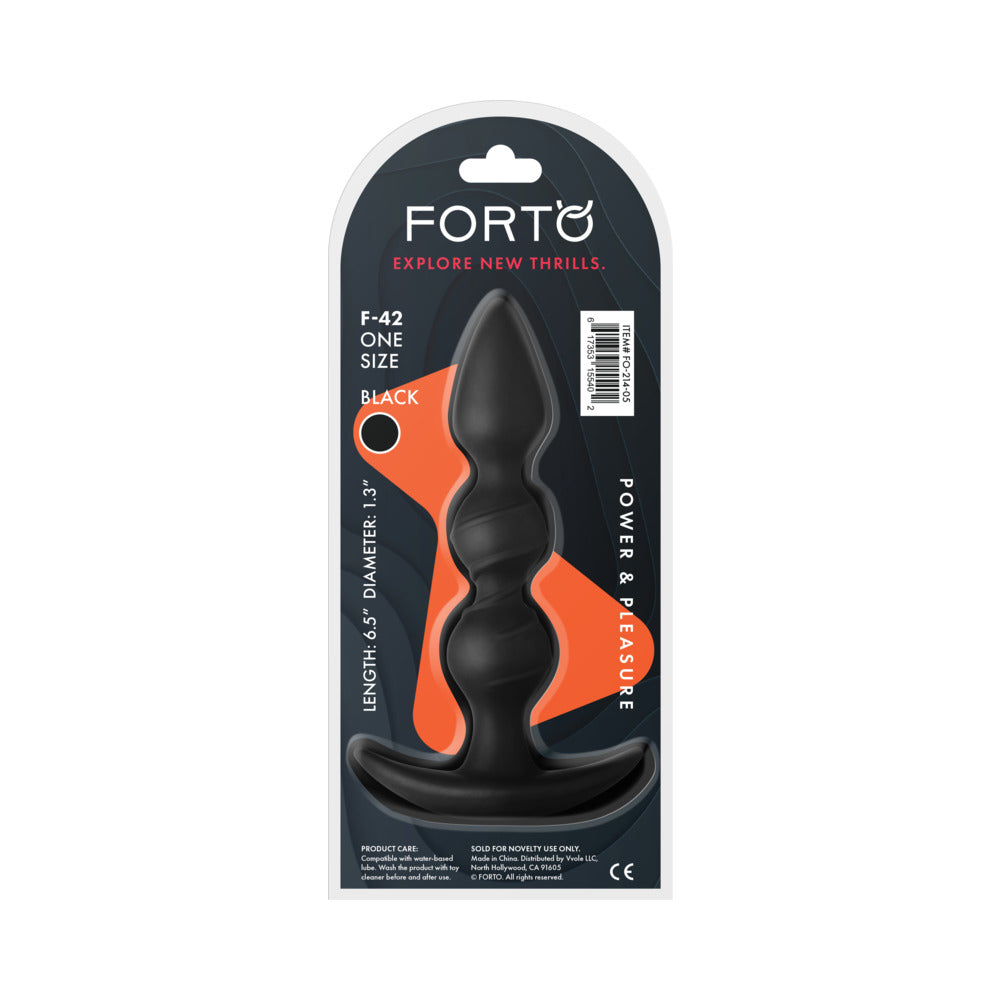 Forto F-42 Spiral Beads Silicone Anal Plug Black