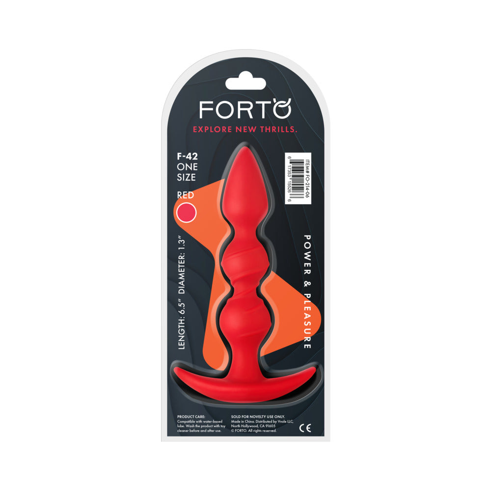 Forto F-42 Spiral Beads Silicone Anal Plug Red