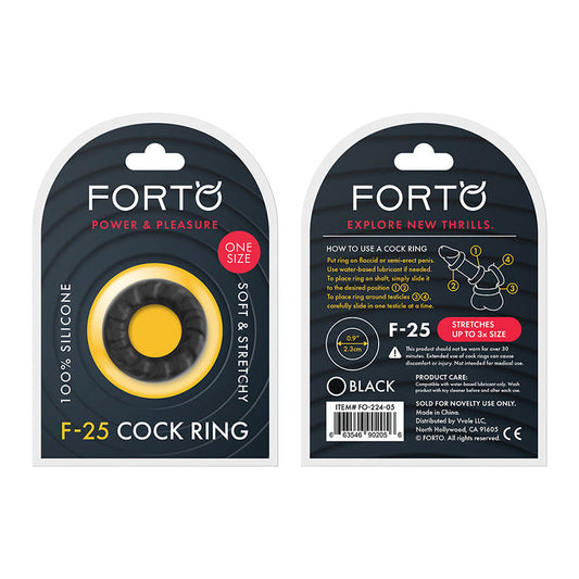 Forto F-25 Liquid Silicone Cockring 23mm Black