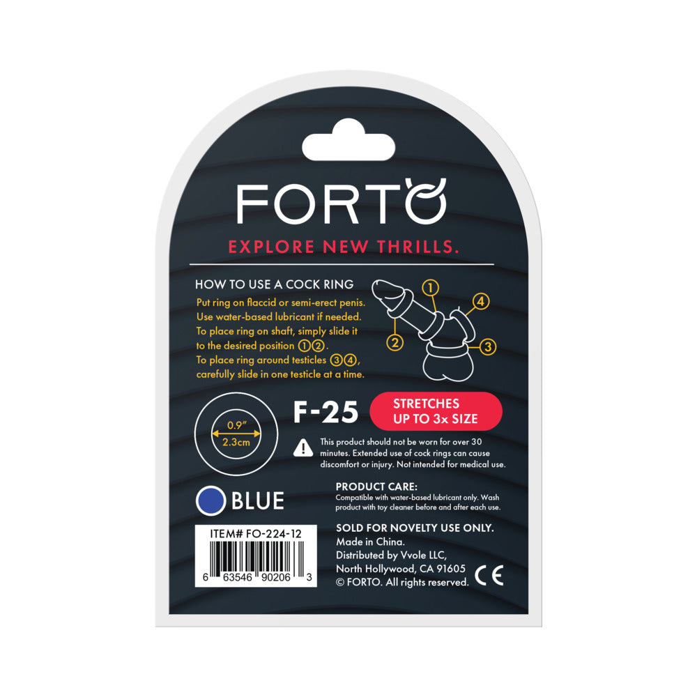 Forto F-25 Liquid Silicone Cockring 23mm Blue