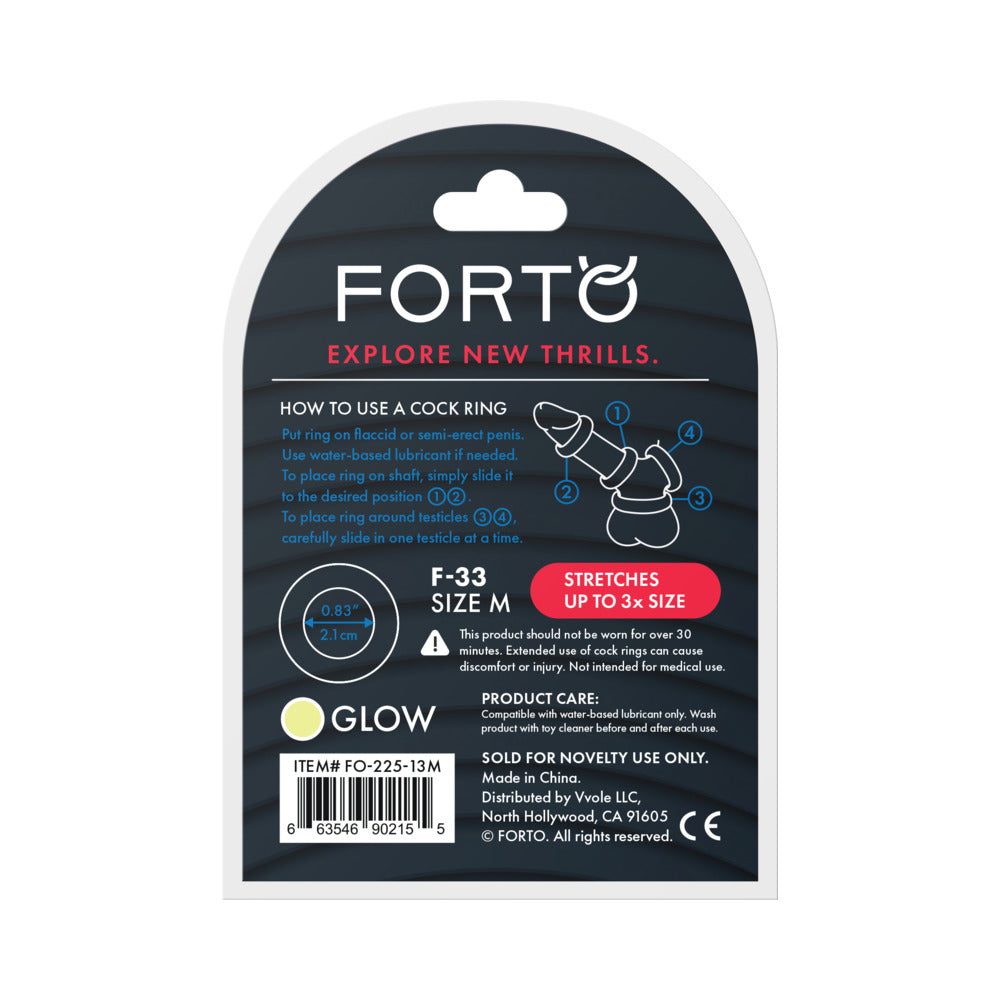 Forto F-33 Liquid Silicone Cockring Medium Glow