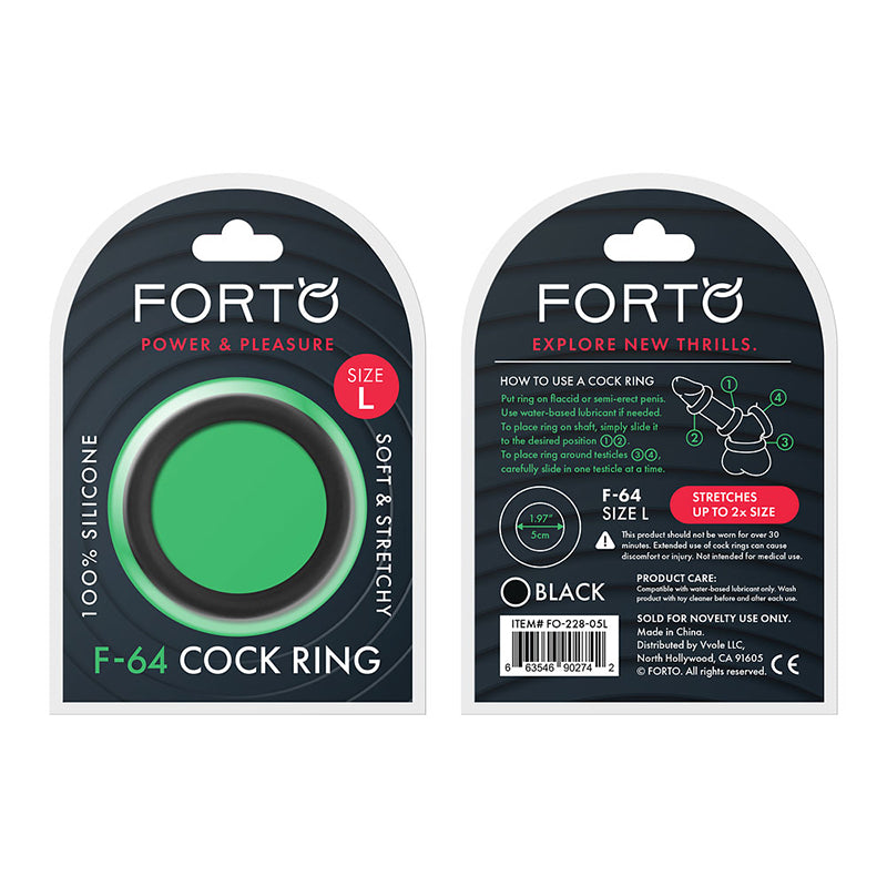 Forto F-64 Wide Liquid Silicone Cockring Large Black