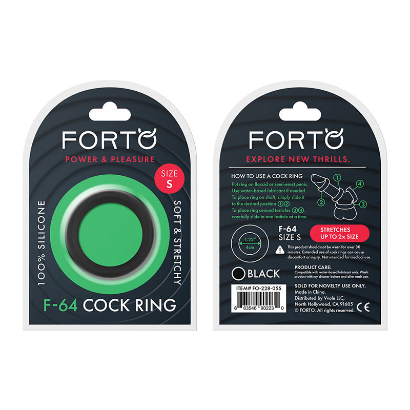 Forto F-64 Wide Liquid Silicone Cockring Small Black