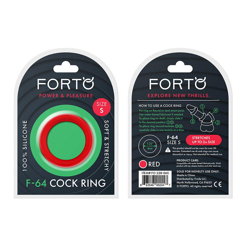 Forto F-64 Wide Liquid Silicone Cockring Small Red