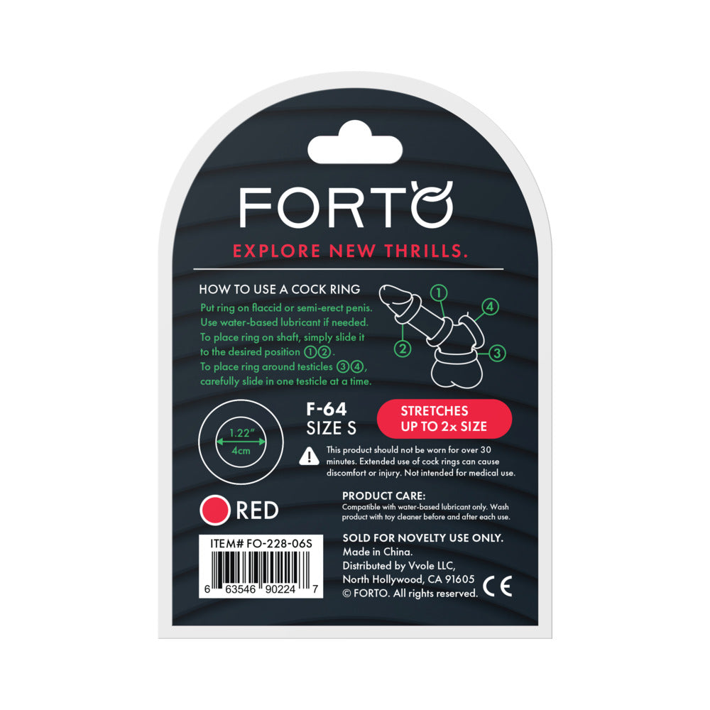 Forto F-64 Wide Liquid Silicone Cockring Small Red