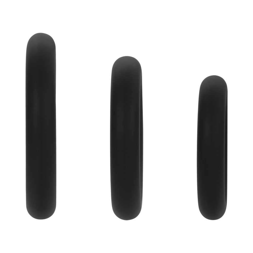 Forto F-61 3-Piece Silicone Cockring Set Black
