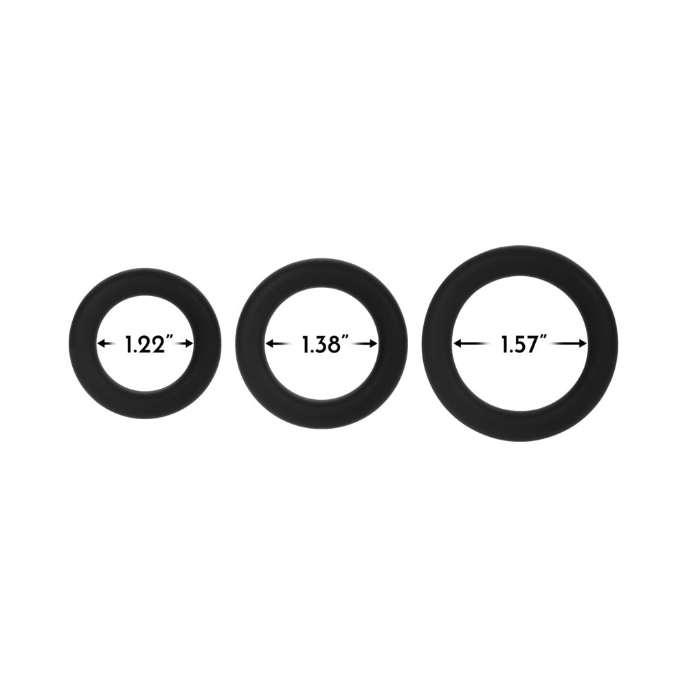 Forto F-61 3-Piece Silicone Cockring Set Black