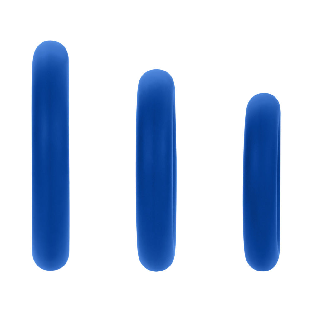 Forto F-61 3-Piece Silicone Cockring Set Blue