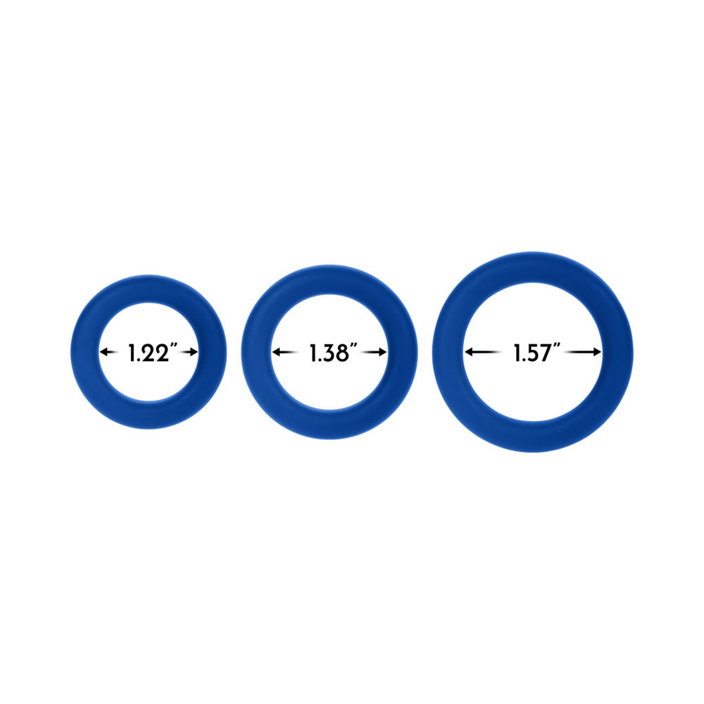 Forto F-61 3-Piece Silicone Cockring Set Blue
